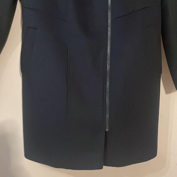 DKNY Black Asymmetrical Wool Mix Coat with Faux Fur Collar Size 14 - Picture 8 of 16